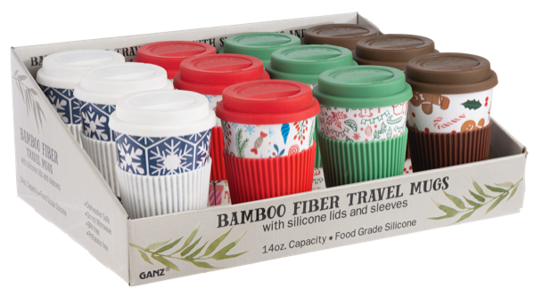 Assorted Bamboo Fiber Travel Mugs
