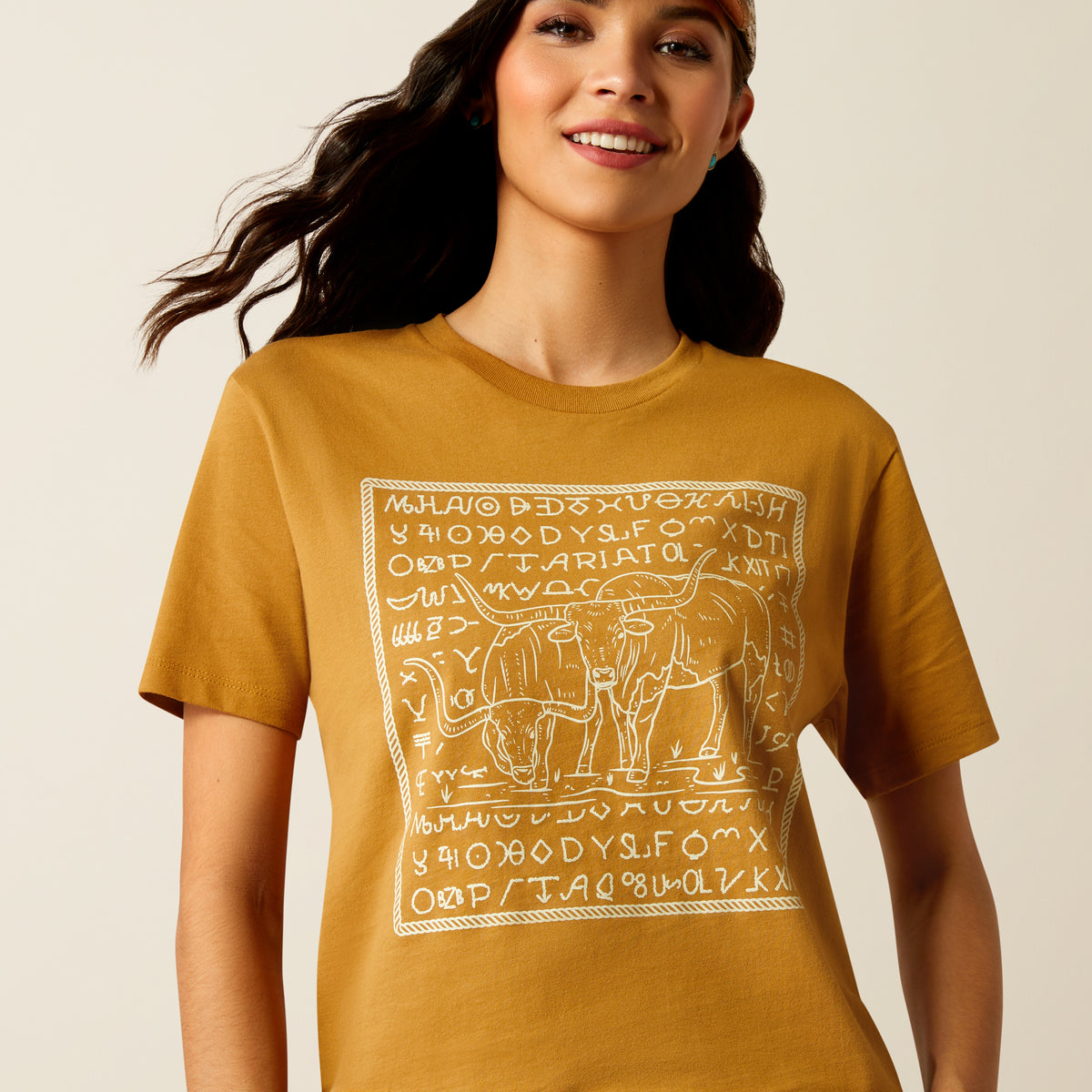 Ariat Longhorn Brand Tee Mustard