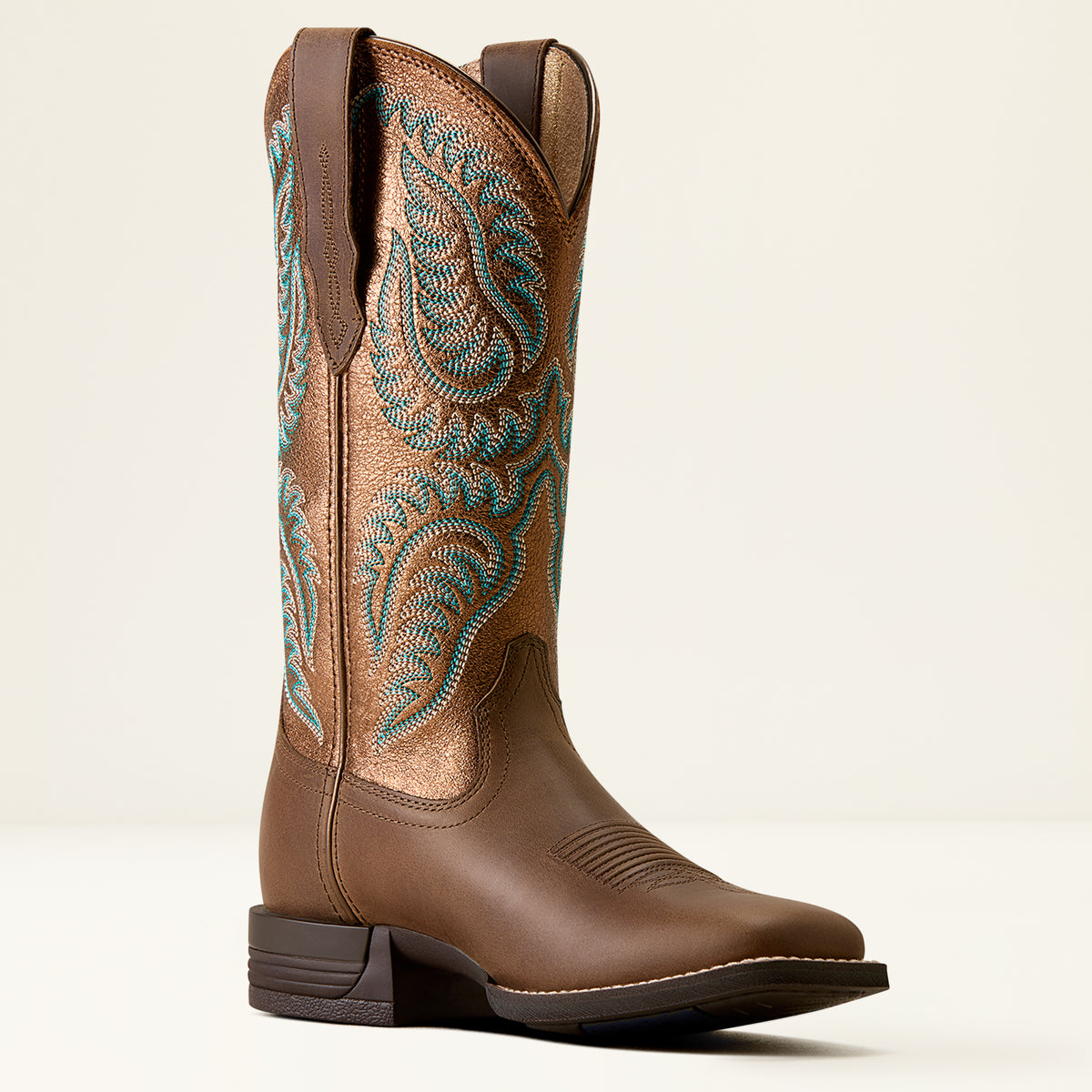 Ariat Ladies Cattle Caite Wide Square Toe Western Boot Mocha Dust