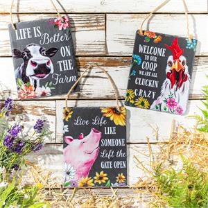 Evergreen P&P Garden Sign, Slate, Funny Farm Animal