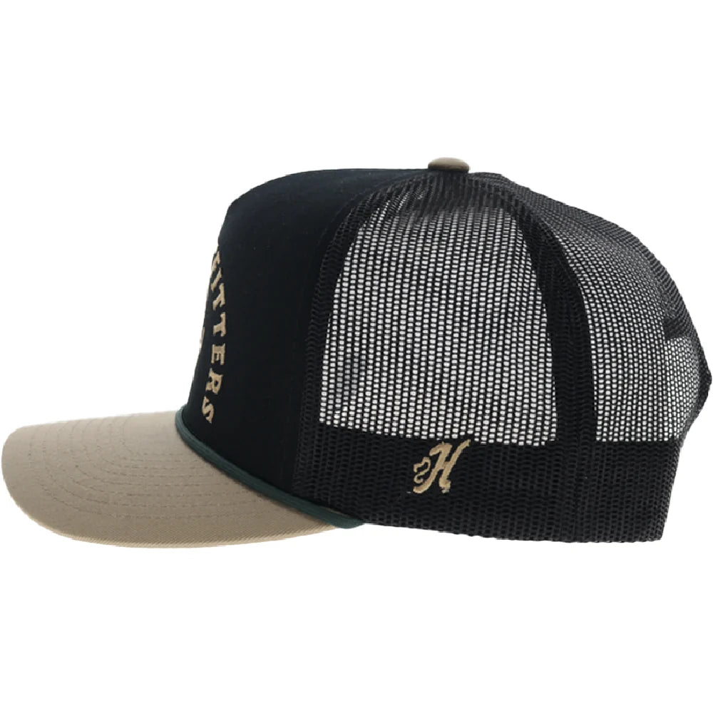 Hooey Shed 5-Panel Trucker Snapback Hat Black/Tan