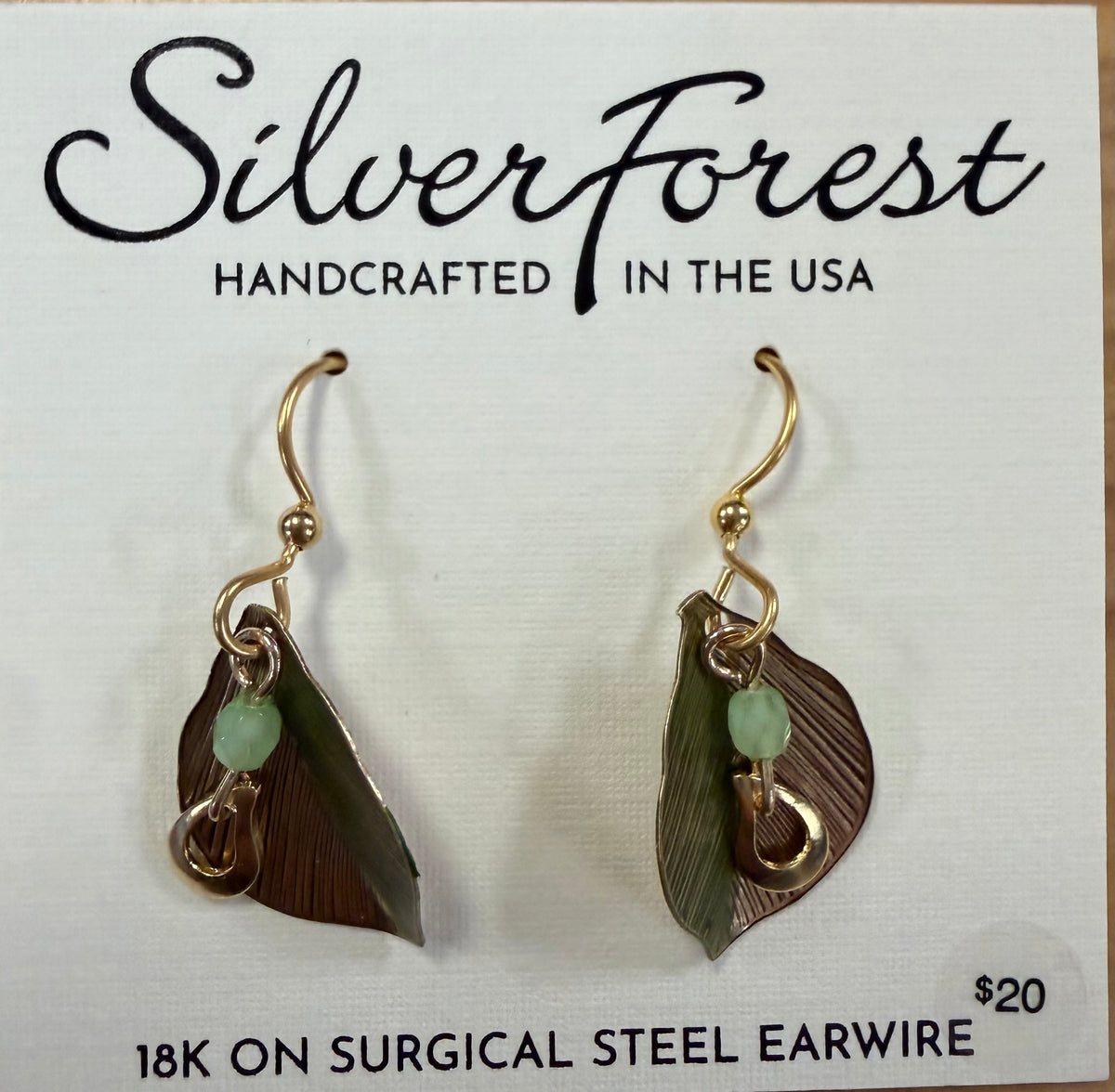 Silver Forest Leaf with Crease and Drops Earring