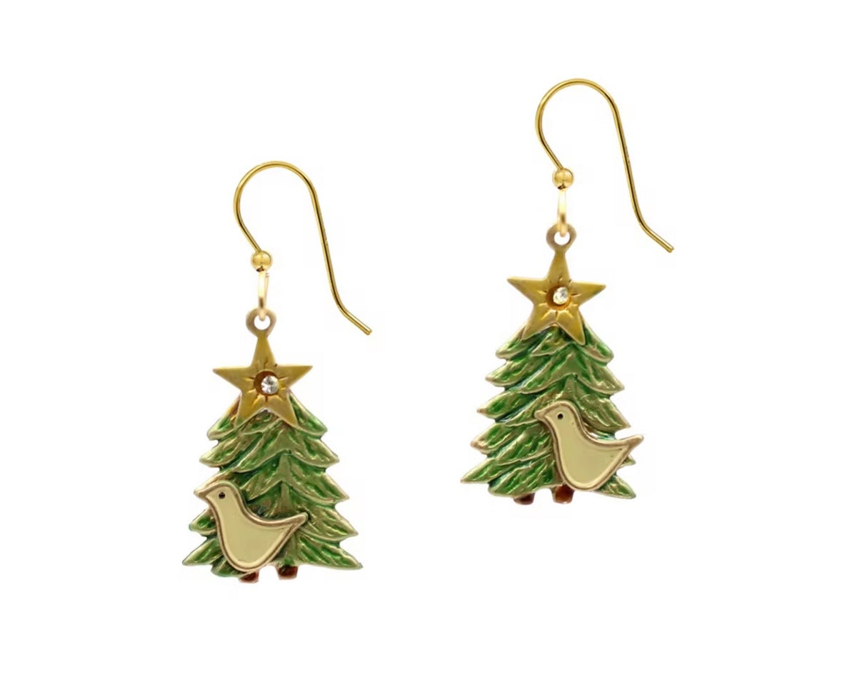 Silver Forest Holiday Tree with Patridge Earrings