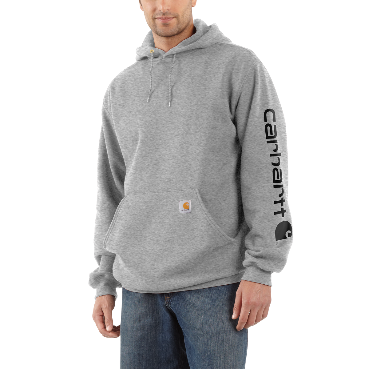Carhartt Loose Fit Midweight Logo Sleeve Graphic Hoodie Heather Gray/Black