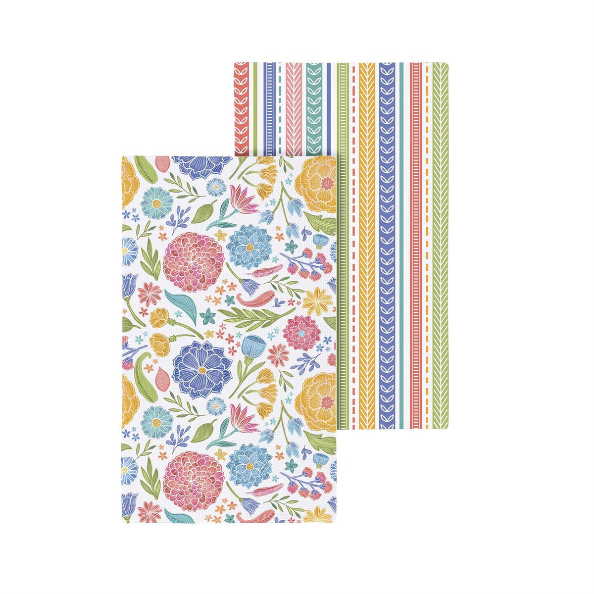 Evergreen Bunny Blooms Kitchen Towel Quick Dry Waffle Weave