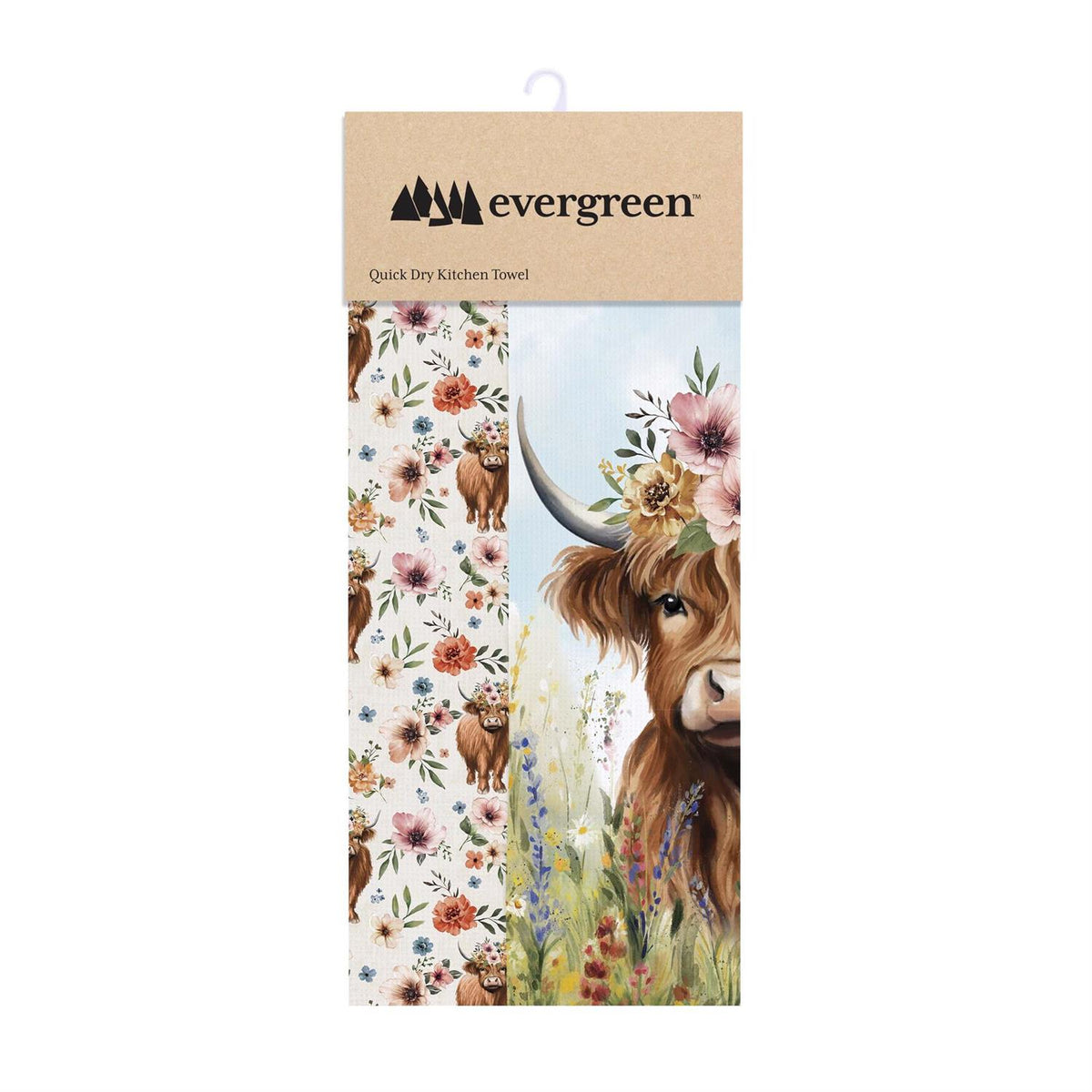Evergreen Petal & Plow Kitchen Towel Quick Dry Waffle Weave
