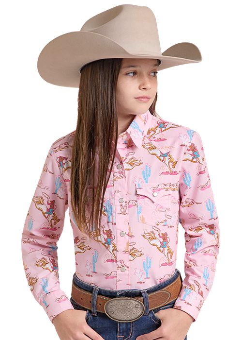 Panhandle Slim Long Sleeve Print Snap Pink