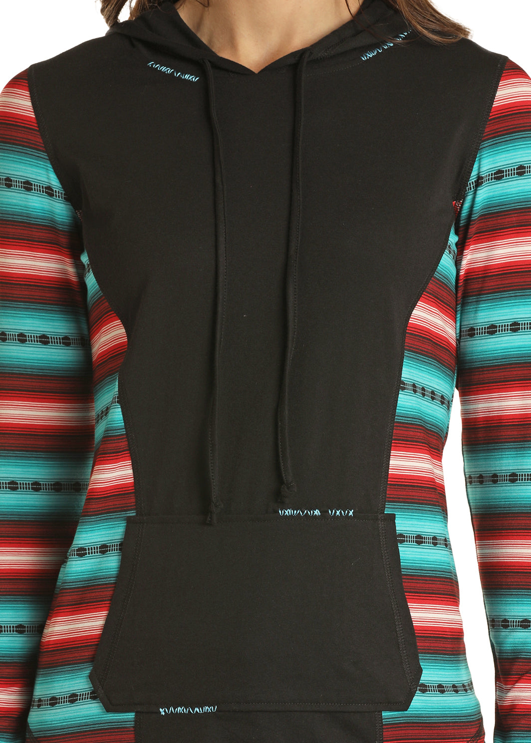 Panhandle Serape Print Hoodie Black
