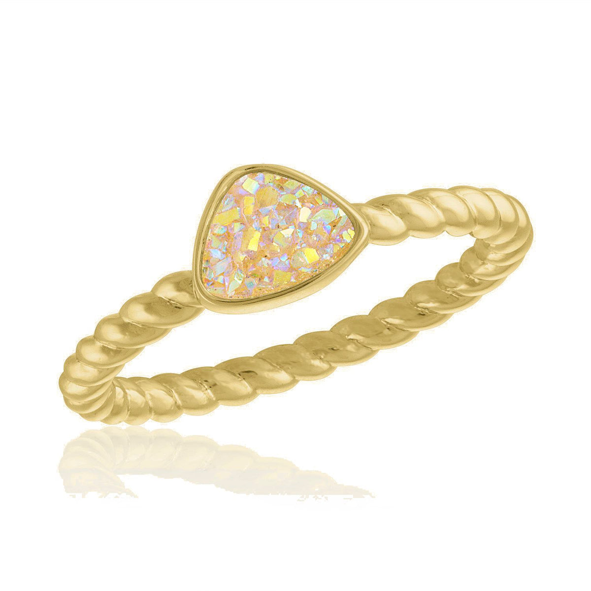 AB Triangle Druzy Gold Layers Ring