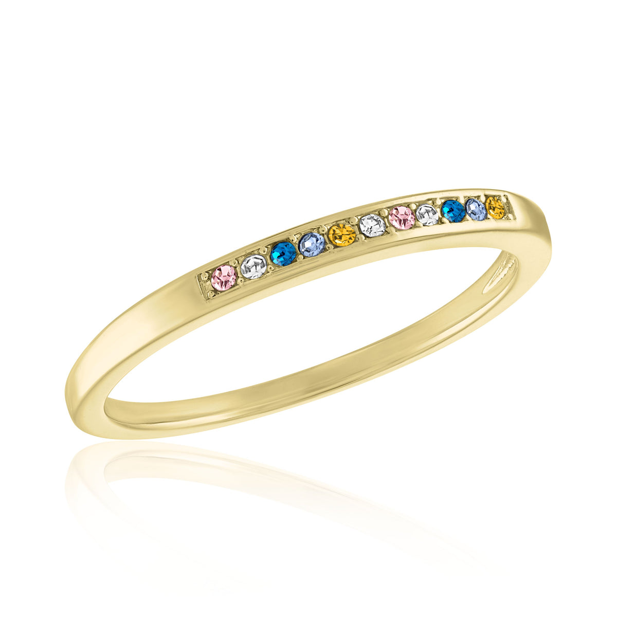 Multi-Color Inset CZ Gold Layers Rings