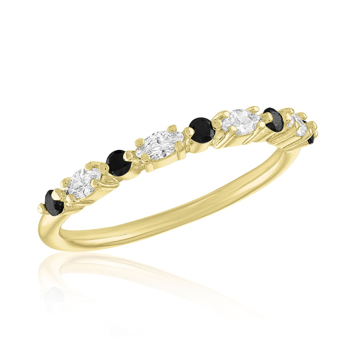CZ & Jet Black Sequenced Gold Layers Ring