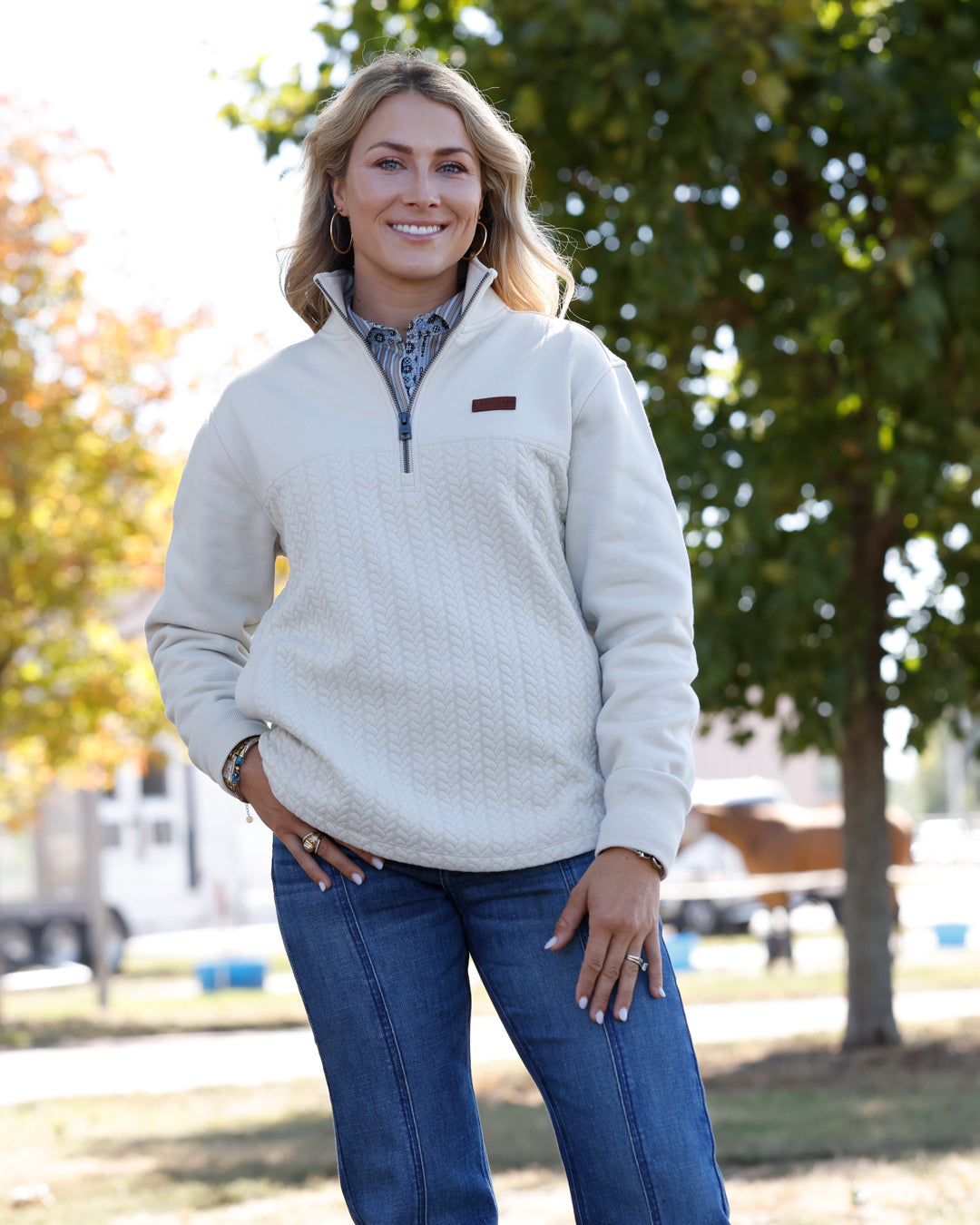 Cinch 1/4 Zip Pullover Off White