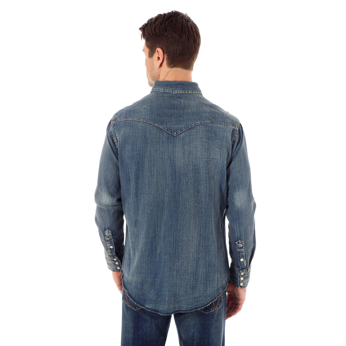 Wrangler Mens Authentic Cowboy Cut Work Shirt Antique Blue