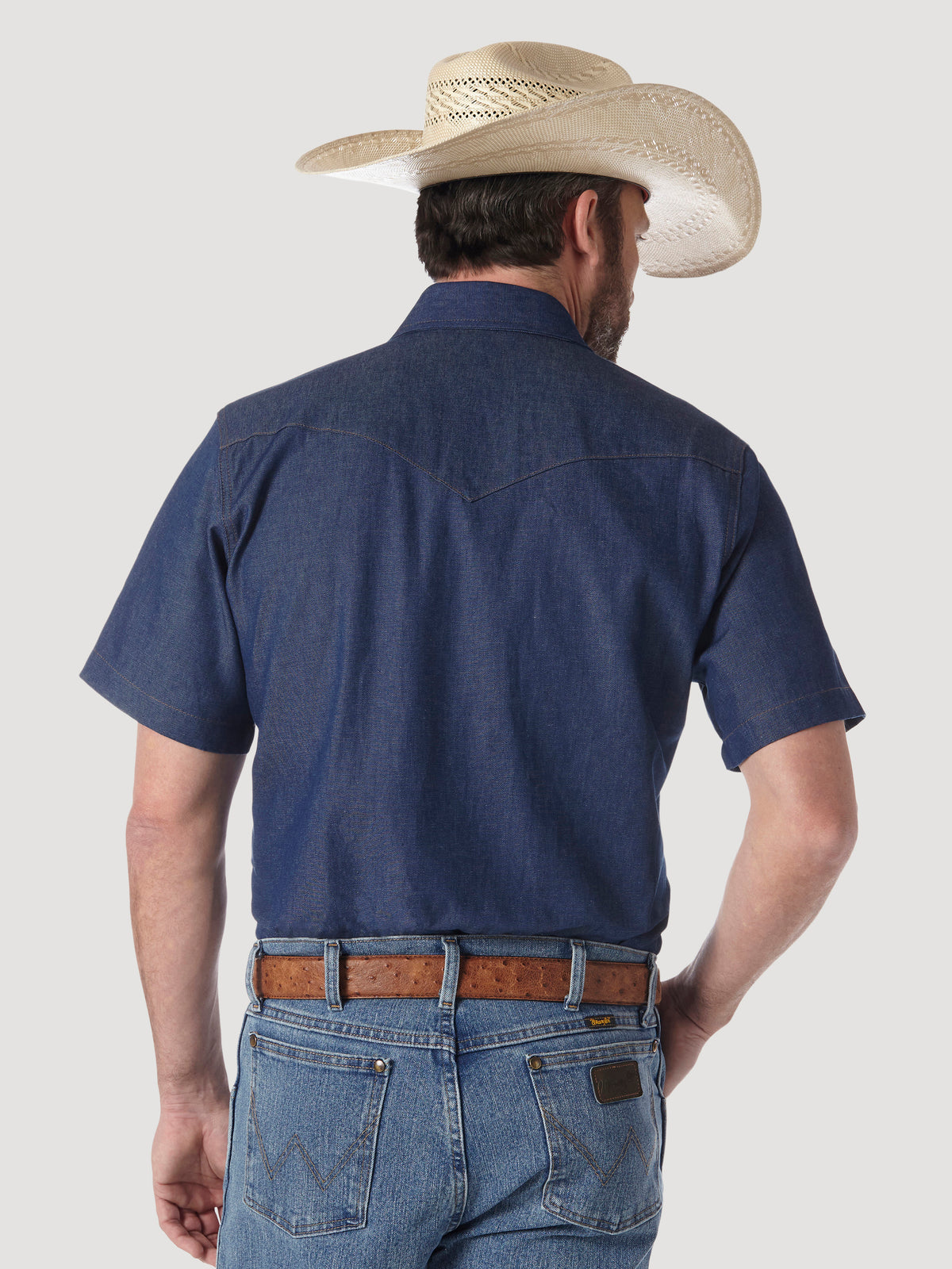 Wrangler Men's Authentic Cowboy Cut Work Shirt Blue Indigo