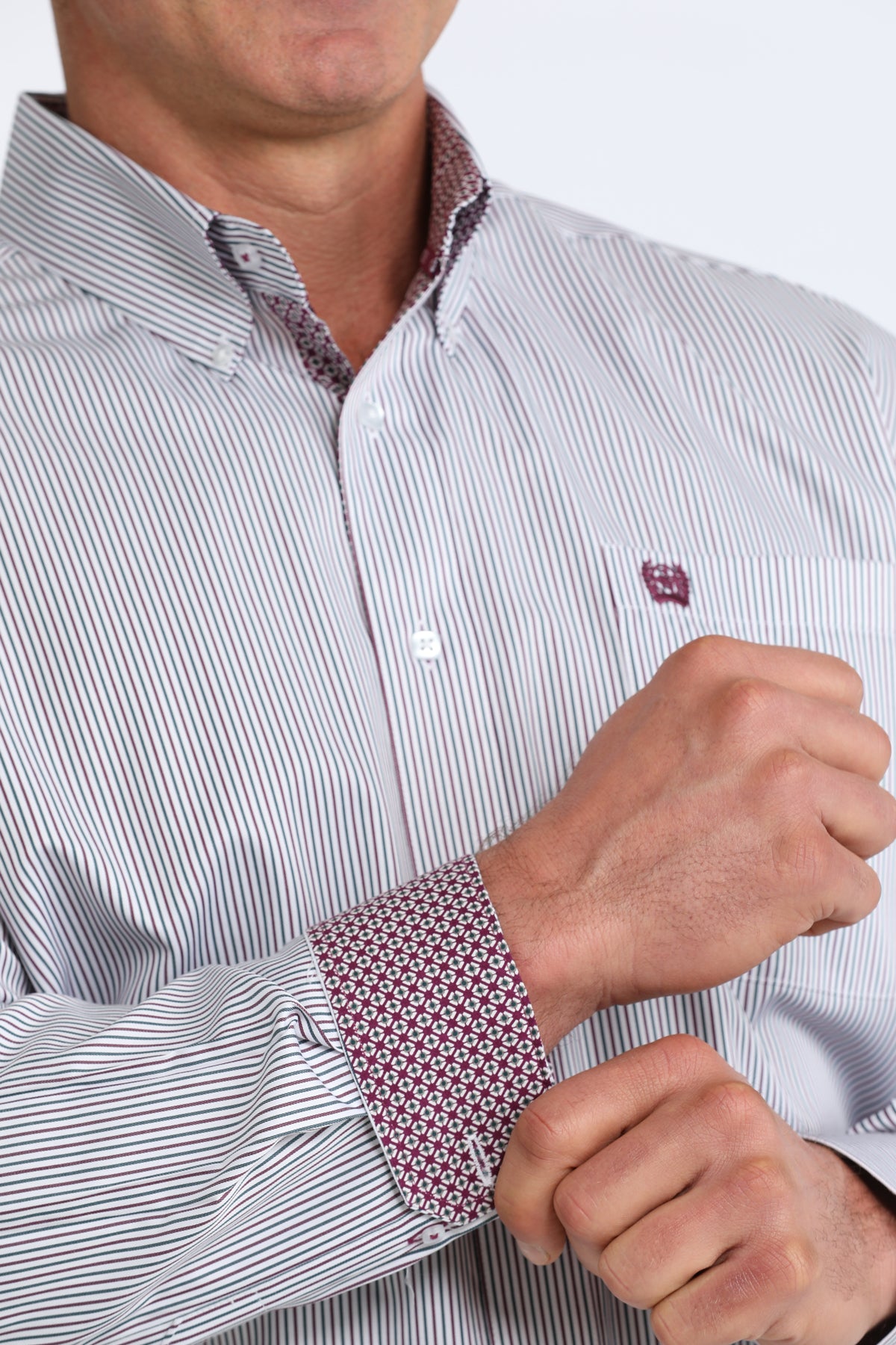Cinch Long Sleeve Shirt Blue/White Stripe