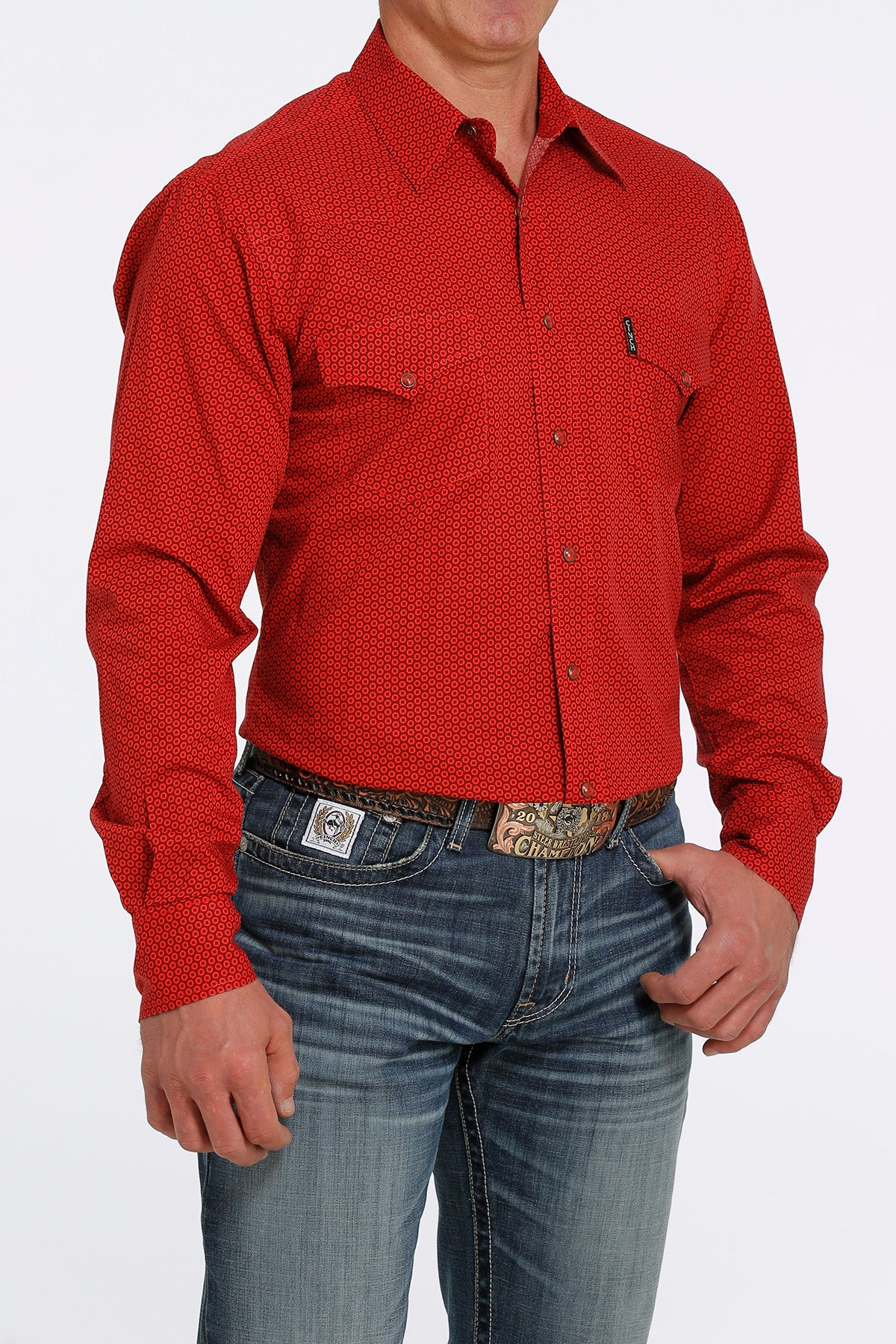 Cinch Modern Fit Geo Print Burgundy