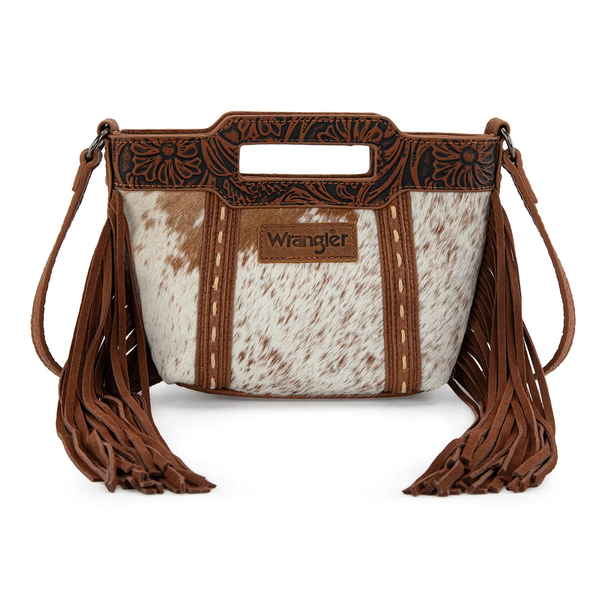 Montana West Wrangler Genuine Cowhide Top Handle Fringe Crossbody