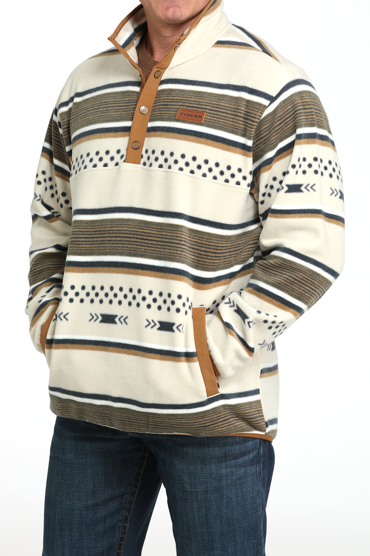 Cinch Mens Polar Fleece Pullover Cream