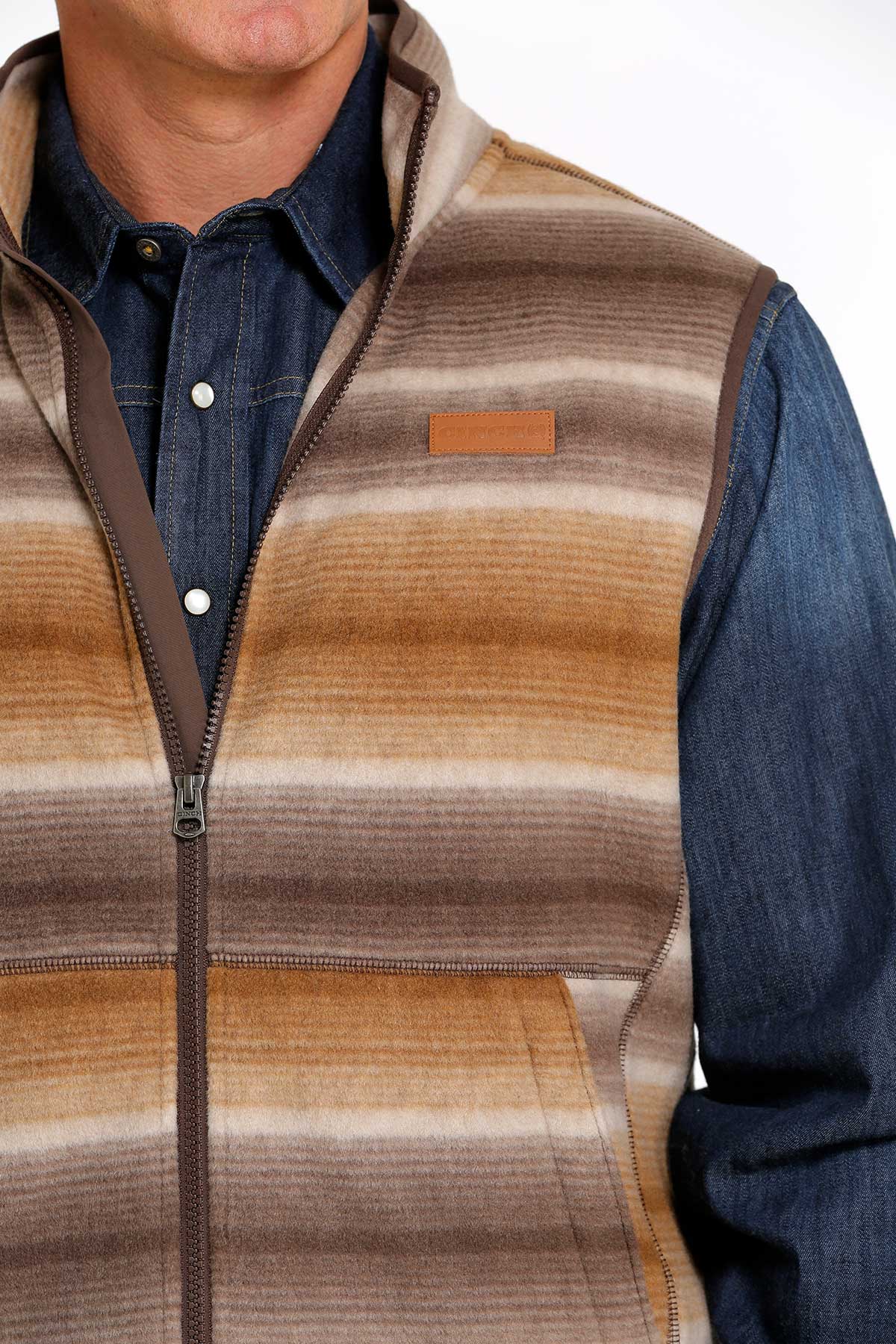 Cinch Polar Fleece Serape Vest Brown