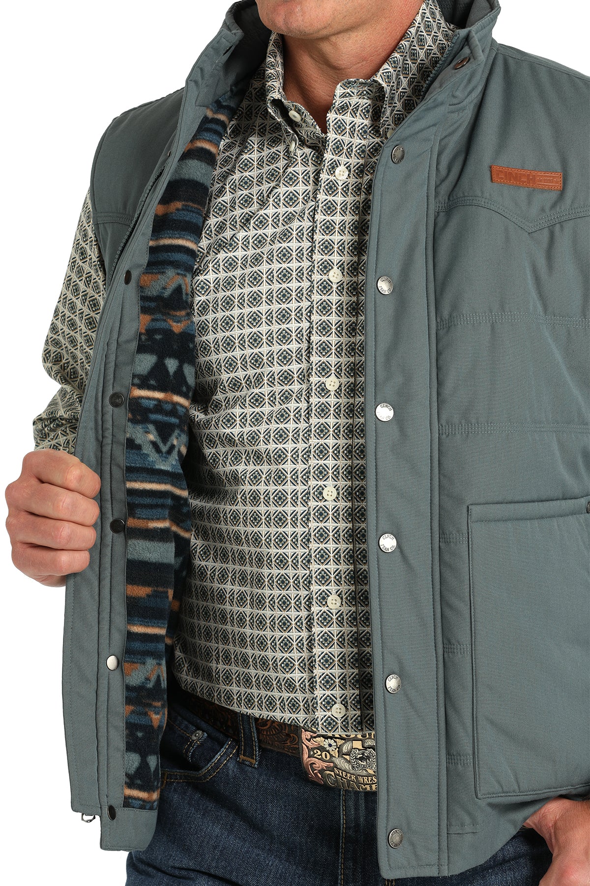 Cinch Quilted Vest Blue