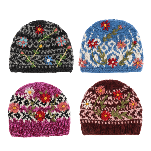 Assorted Color Embroidered Beanie Hats