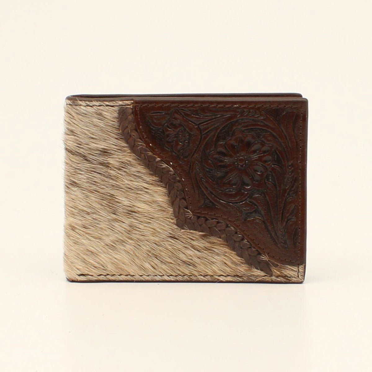 Nocona Hair On Hide Floral Tooled Bifold Wallet
