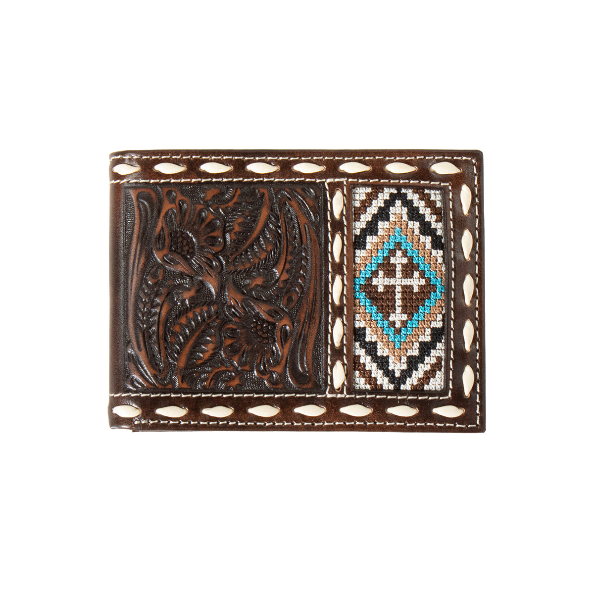 Nocona Chocolate Flora/Cross Bifold Wallet
