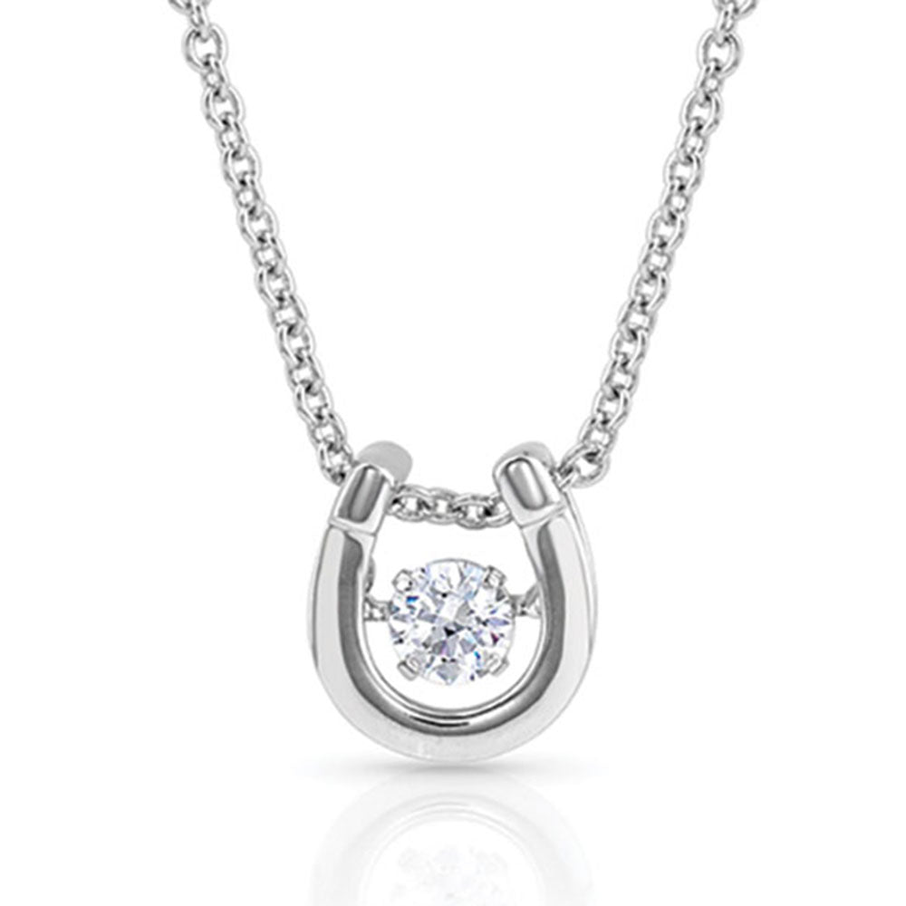 Dancing Birthstone Horseshoe Necklace April