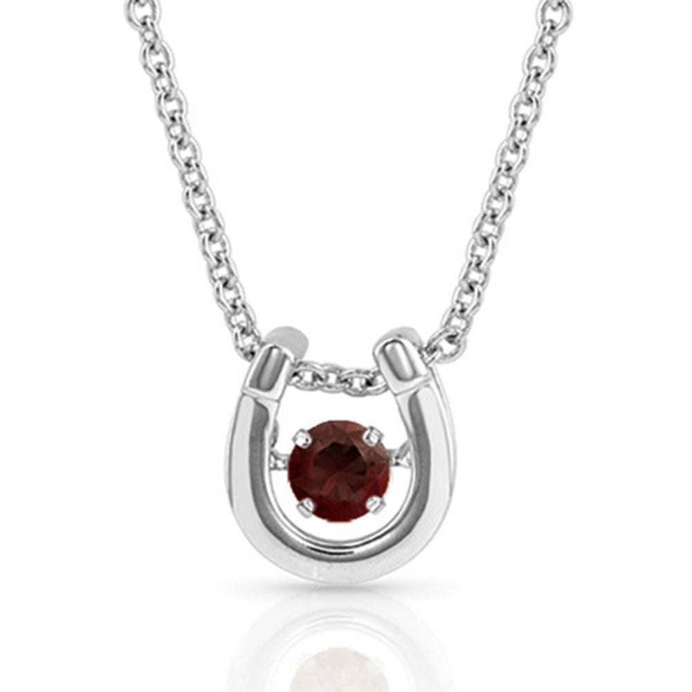 Dancing Birthstone Horseshoe Necklace January