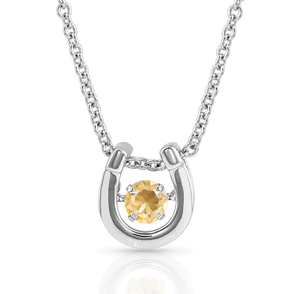 Dancing Birthstone Horseshoe Necklace November
