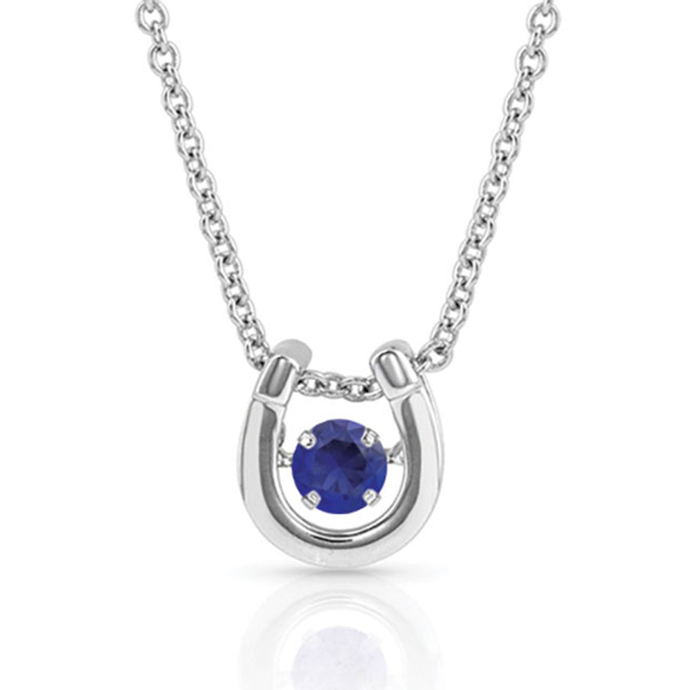 Dancing Birthstone Horseshoe Necklace September