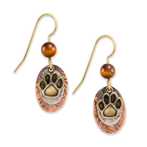 Silver Forest Paw Print Earring