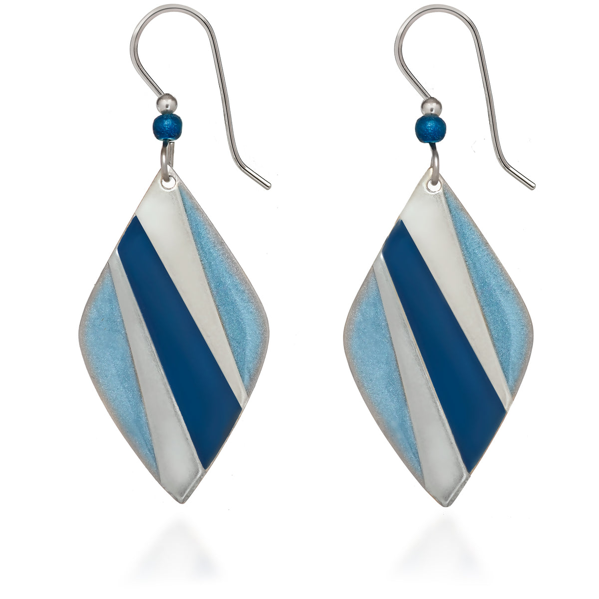 Silver Forest Earring Multi Blue Oblong