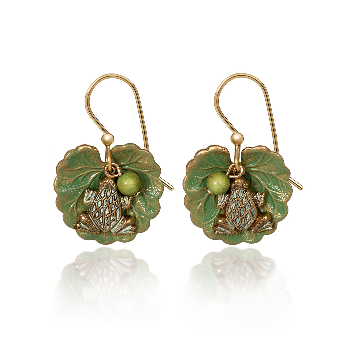Silver Forest Frog Lillipad Earring
