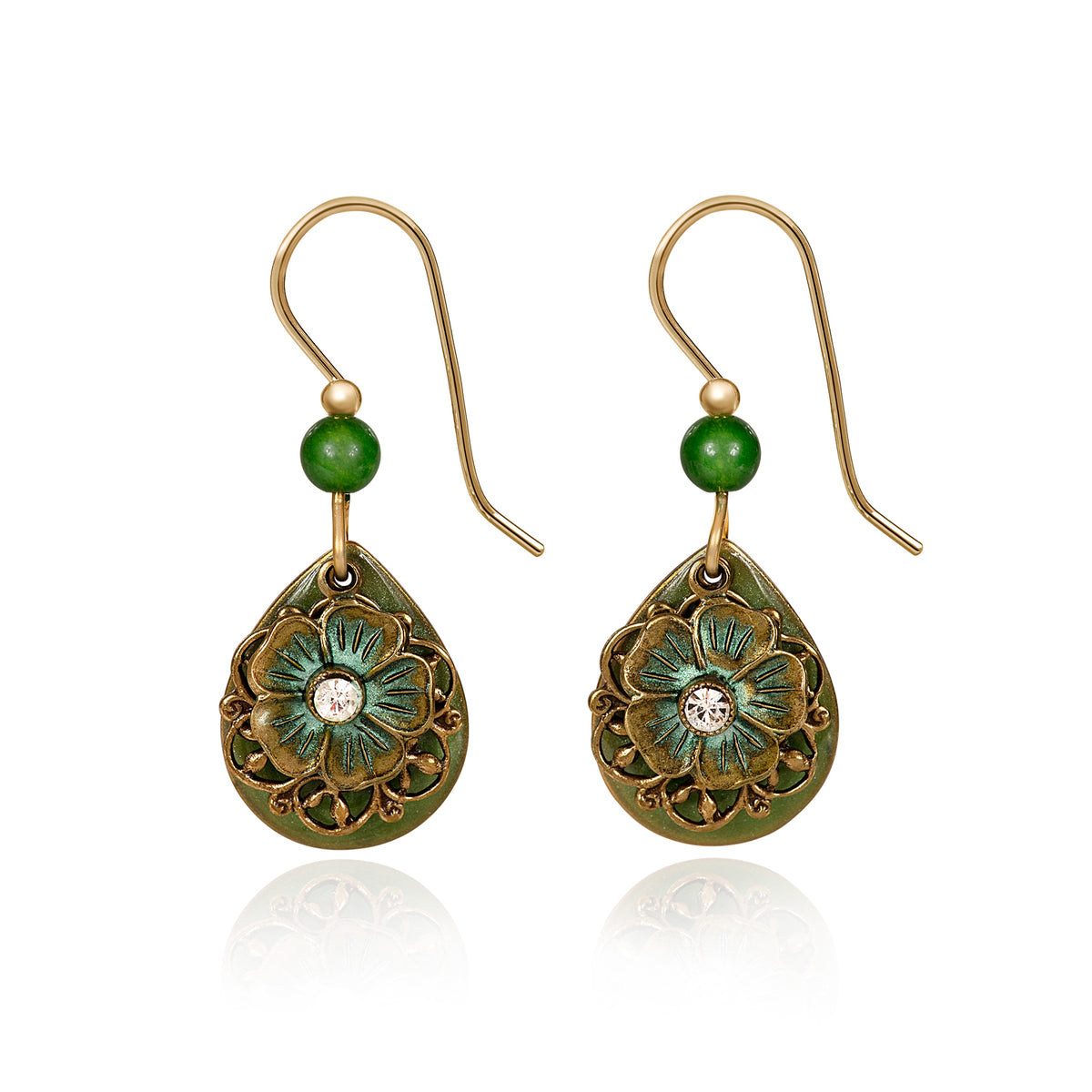 Silver Forest Flower Filigree Teardrop Earring