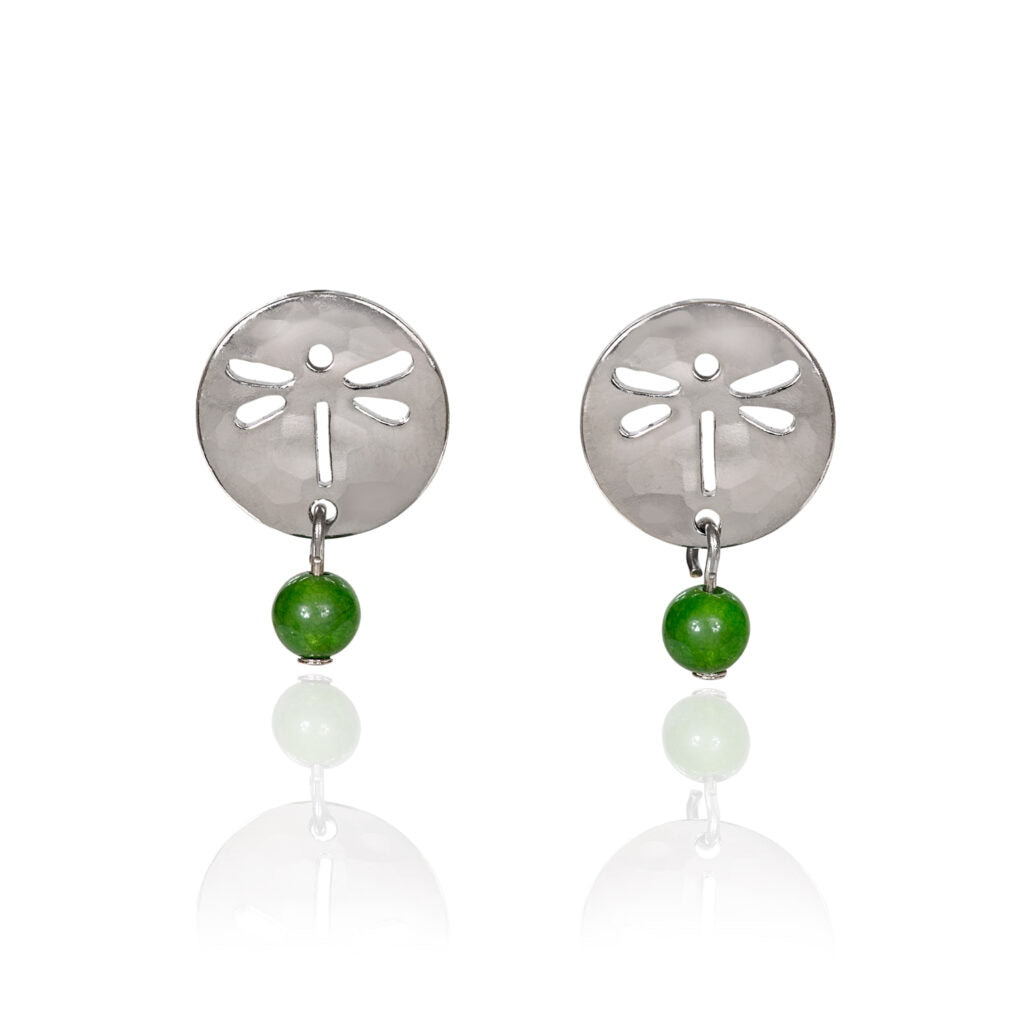 Silver Forest Silver Dragonfly & Bead Drop Earrings