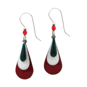 Silver Forest Christmas Color Earrings
