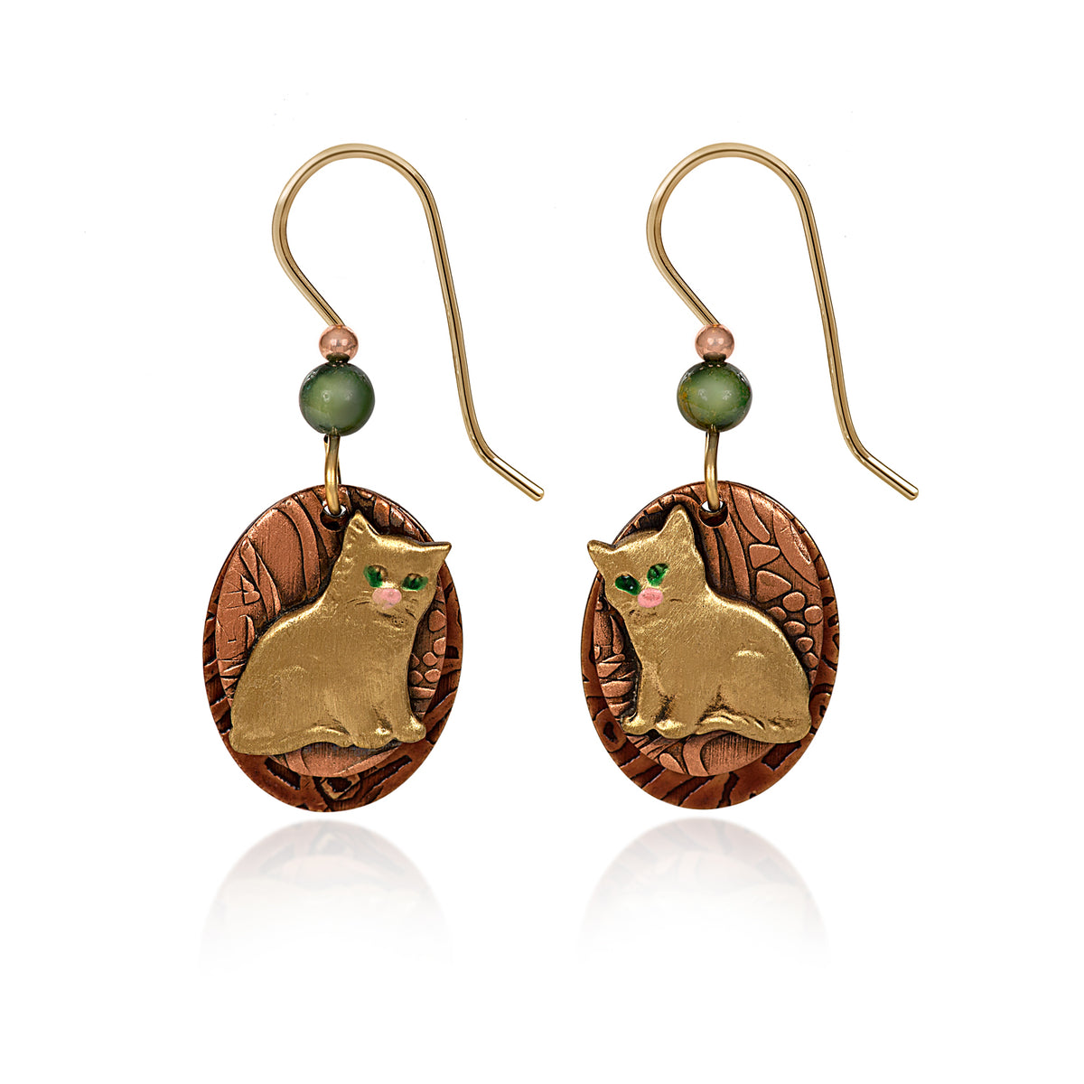 Silver Forest Earring Gold Brass Cats