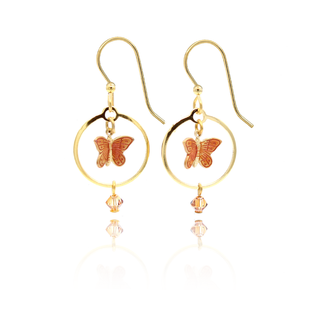 Silver Forest Gold Butterfly In Loops with Beads