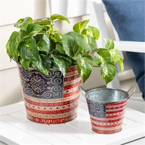 Evergreen Americana BOHO Planter Bucket - Small