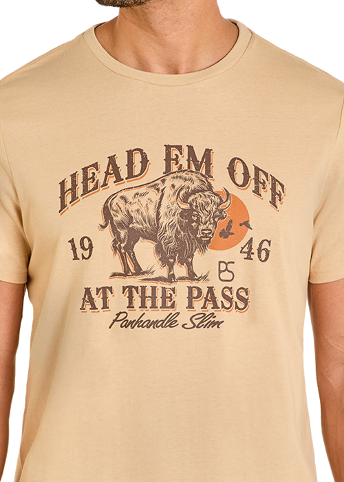 Rock & Roll Head Em' Off Graphic Tee Khaki