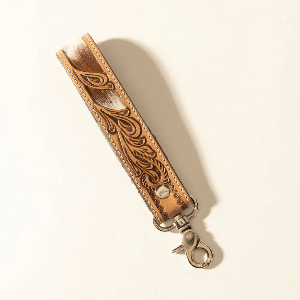 Myra Sedona Blaze Handtooled Leather Keyfob Bronze Ember