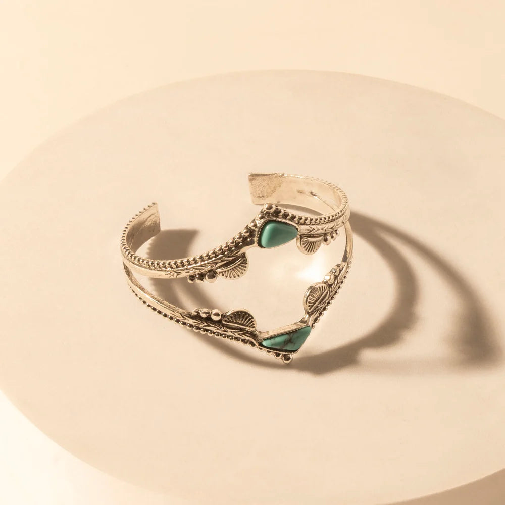 Myra Turquoise Pueblo Stack Cuff Bracelet