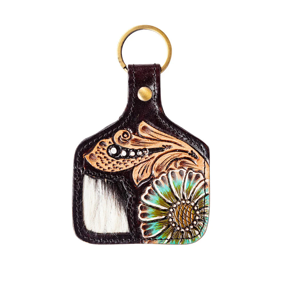Myra Wildflower Hand-Tooled Key Fob