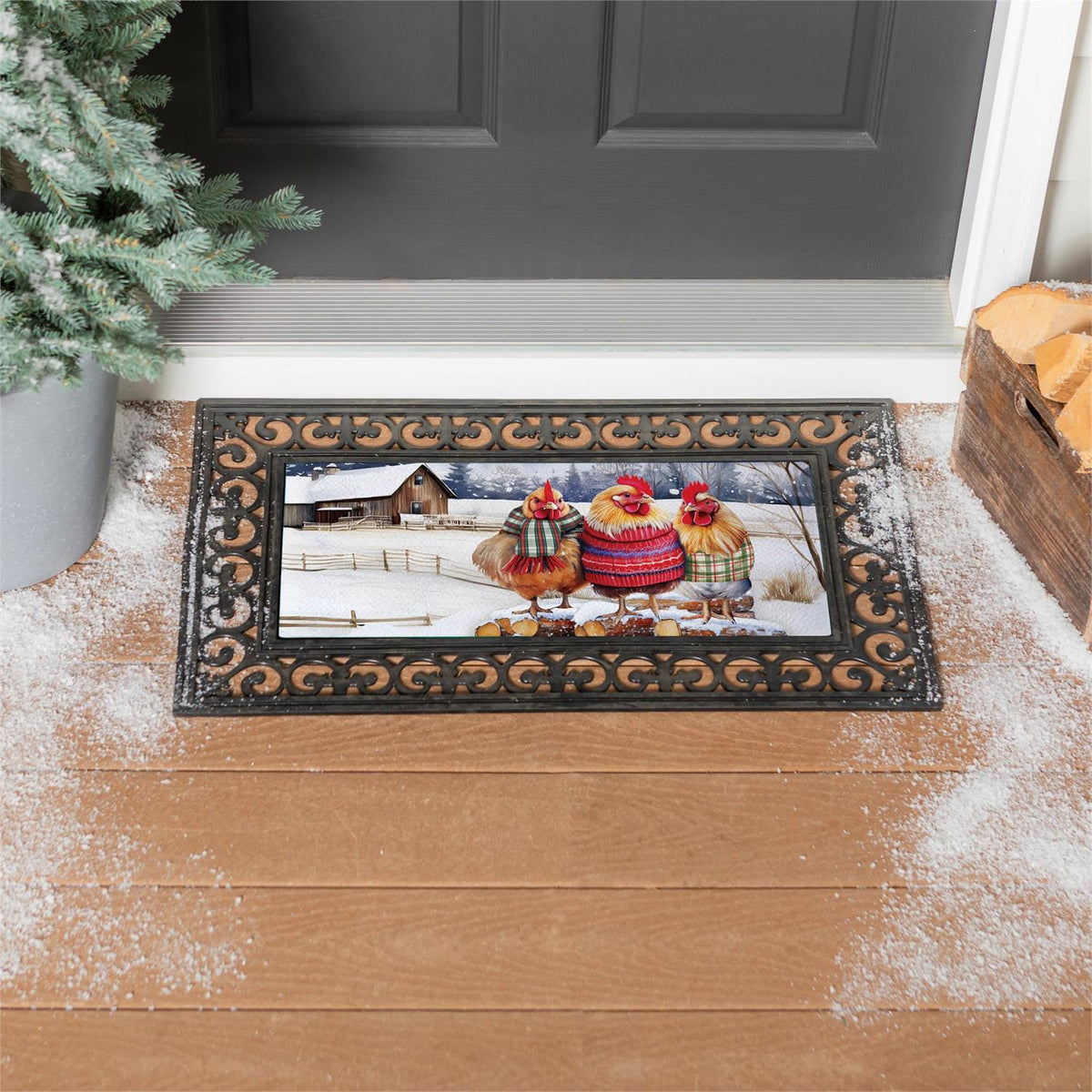Evergreen Holly Homestead Cozy Hens Sassafras Switch Mat