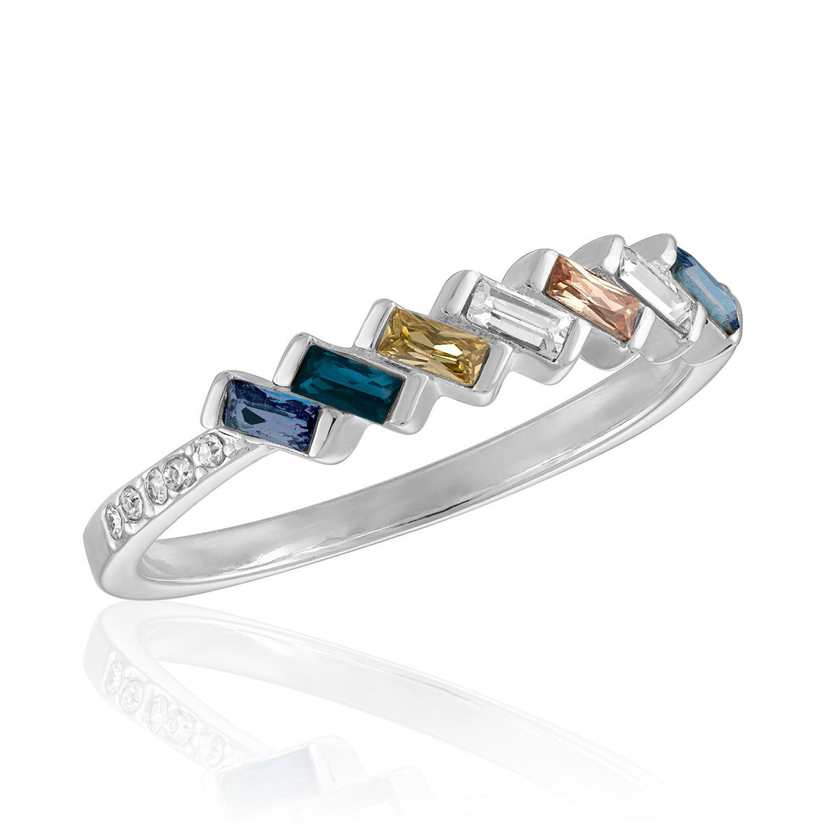 Slanted Multi Color Baguette Stack Ring