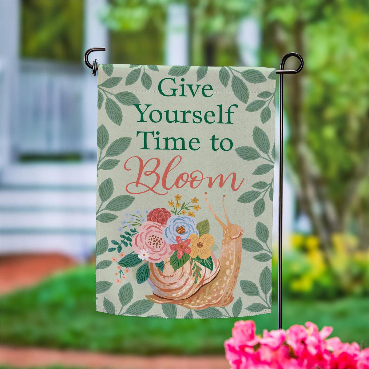 Evergreen What She Shed Bloom Suede Garden Flag
