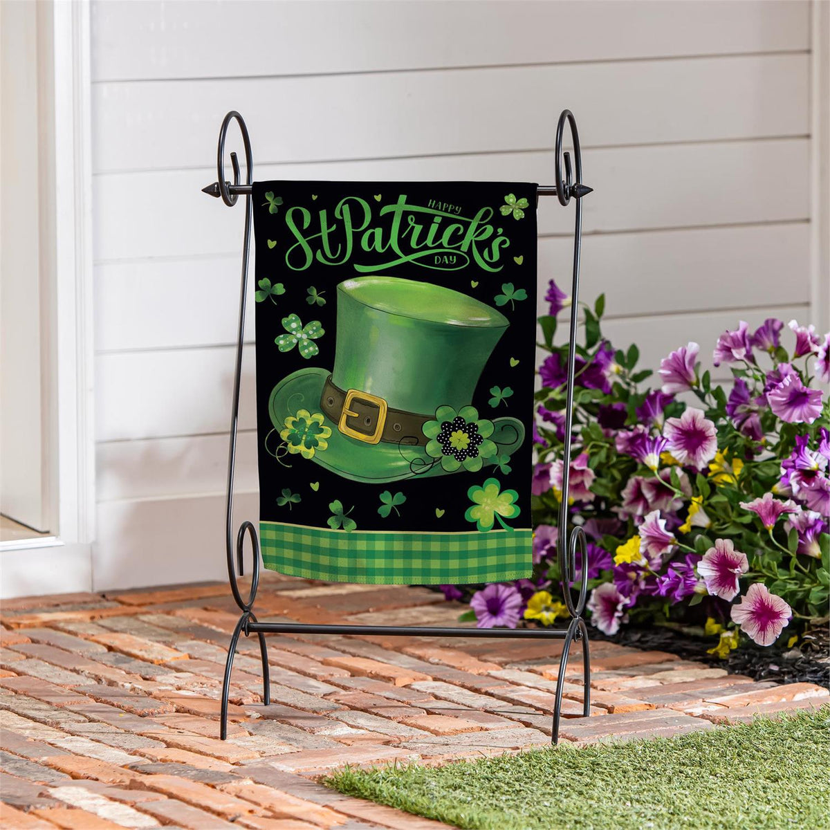 Evergreen St. Patrick's Day Hat Suede Garden Flag