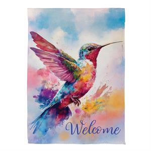 Evergreen Watercolor Hummingbird House Flag