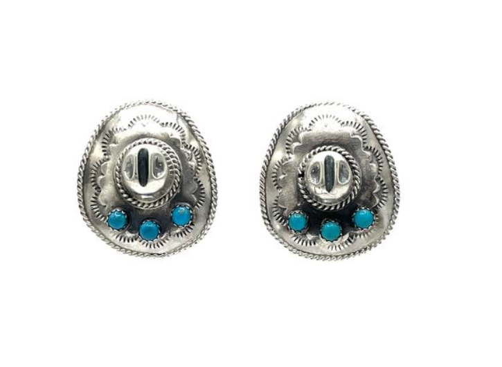 ITOG Bobby Platero Hat Navajo SS Kingman Turq Earrings